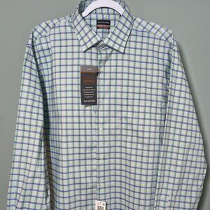Van Heusen Green and Blue Plaid Dress Shirt